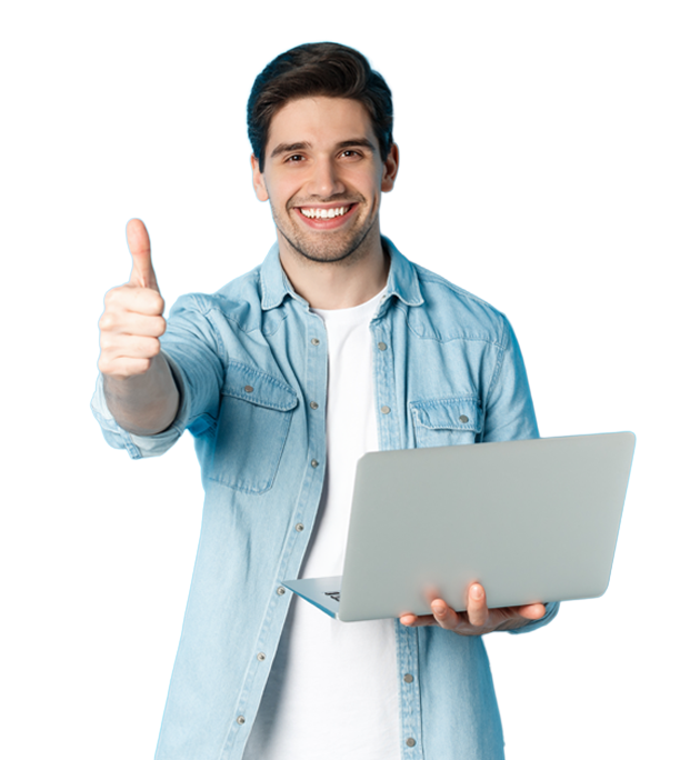 Foto Persona Sonriente con info de Tecnologias portada FrontEnd